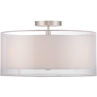 Polished Nickel Double Drum Ceiling Light with Acrylic Diffuser