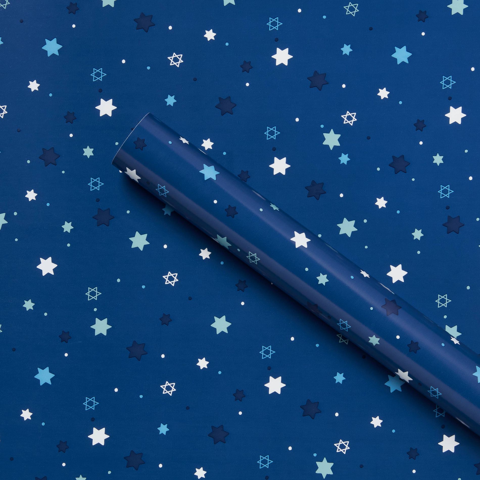 240"x30" Bulk Hanukkah Star and Dot Gift Wrapping Paper Blue - Spritz™