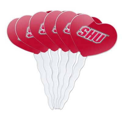 Sacred Heart University Primary Logo Heart Love Cupcake Picks Toppers Decoration Set of 6
