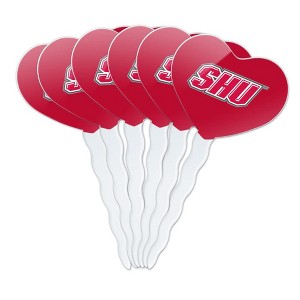 Sacred Heart University Primary Logo Heart Love Cupcake Picks Toppers Decoration Set of 6 - 1 of 4