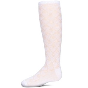 Memoi Girls' Open Work Heart Knee High Socks - 1 of 3