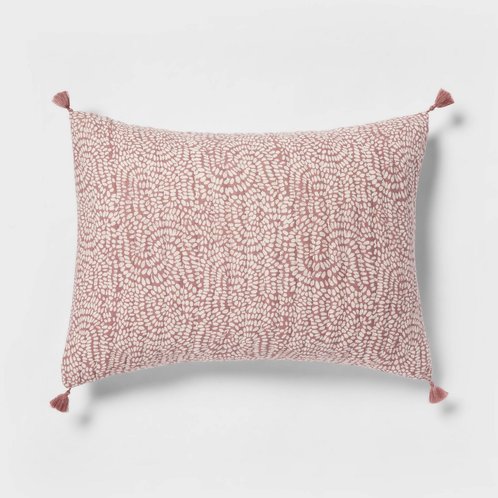 Standard Reversible Matelasse Swirl Quilt Sham Purple - Threshold™: Cotton Jacquard, OEKO-TEX Certified, No Flange