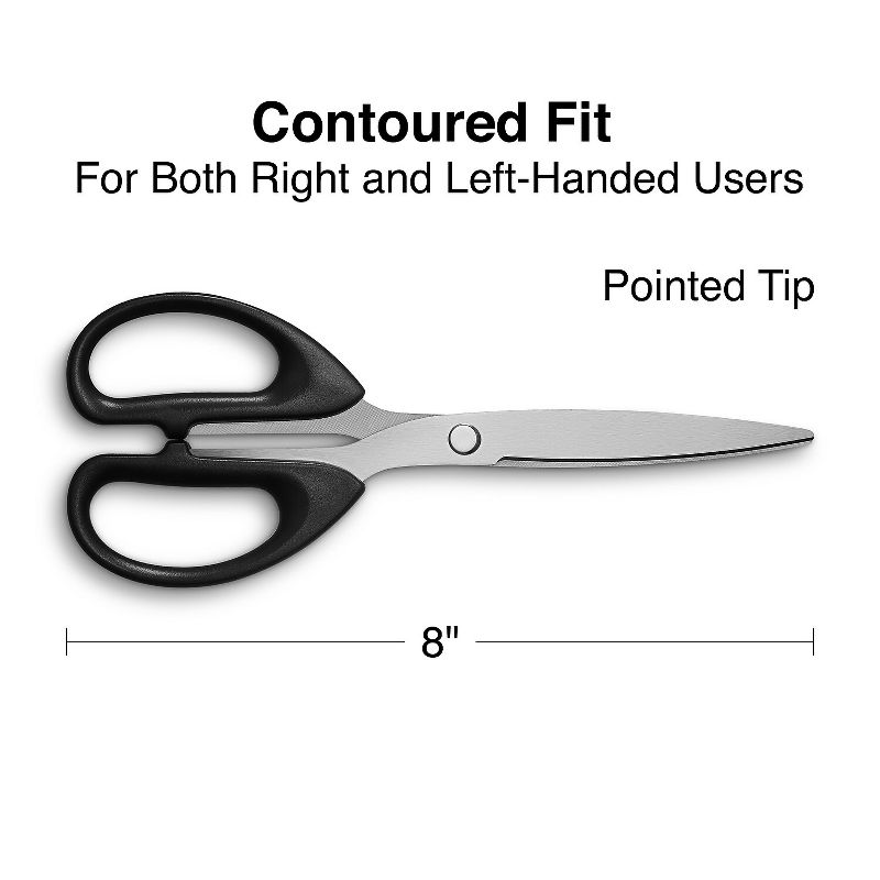 TRU RED Staples 8" Pointed Tip Stainless Steel Scissors Straight Handle Right & Left Handed, 2 of 5