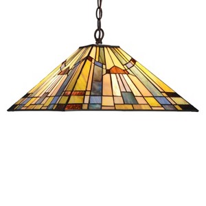 Chloe Lighting Kinsey Tiffany-Style 2 Light Mission Hanging Pendant Fixture 16" Shade - 1 of 4