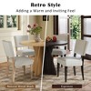 5-Piece Round Dining Set for 4, Retro Kitchen Table with Upholstered Chairs, Distressed Wood Finish and Trestle Base for Dining Room or kitchen - 3 of 4