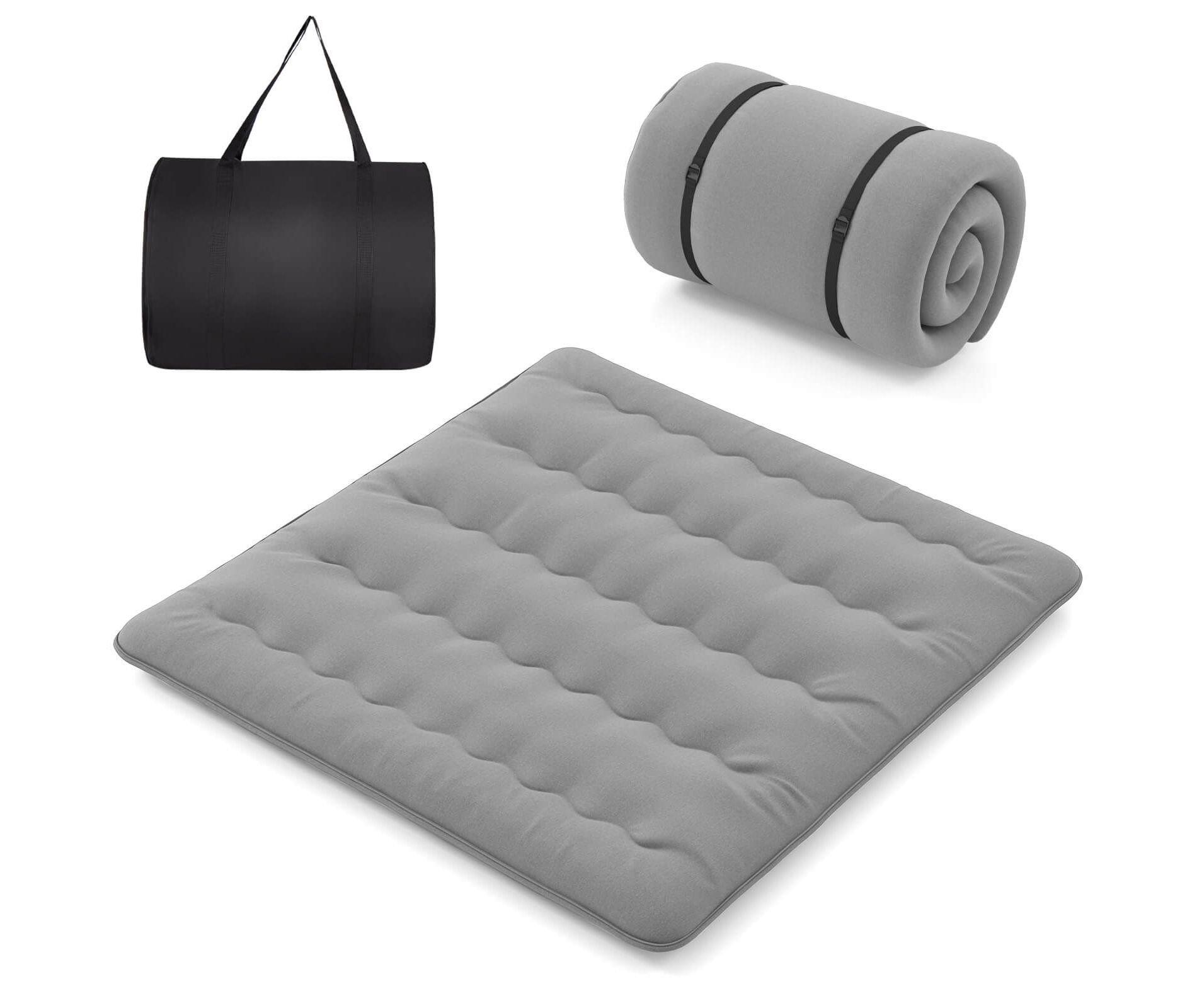 Costway Twin/Full/Queen/King Futon Mattress Japanese Floor Pad Washable Cover Carry Bag Grey