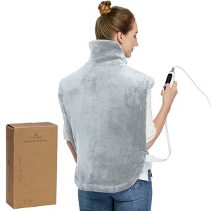 Large Heating Pad for Back, Neck & Shoulder, 22x33 Inch Washable Velvet Heated Pads with 4 Heat Levels & 2-H Auto Shut Off, for Home, Office, Grey - 1 of 4