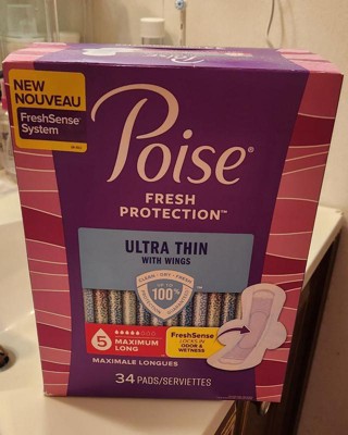 Poise Ultra Thin Incontinence Pads With Wings - Maximum Absorbency ...