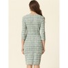 INSPIRE CHIC Women's Elegant Work 3/4 Sleeve Plaid Tweed Bodycon Dresses - 3 of 4