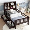 Bellemave Twin Platform Bed with Chalkboard,Solid Wood Platform Bed with Storage Drawers and Shelves,Childlike Fun and Space-saving Design,Espresso - 3 of 4