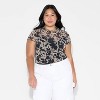 Women's Printed Cap Sleeve Ruff-Collar Blouse - Wild Fable™ - 2 of 3
