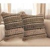 HomeRoots Set of Two 18" Brown and Dark Green Striped Cotton Blend Throw Pillows with Texture - 2 of 4