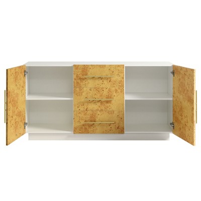 Modway Abel 59" Sideboard – Burl Wood TV Stand or Buffet Cabinet with Storage Drawers and Rounded Corner Detail