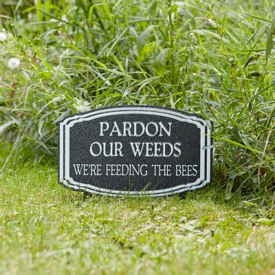 Black and White Tin Metal Garden Stake Signs Set