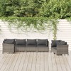 vidaXL Patio Furniture Set Armchair Sofa Set with Cushions Gray Poly Rattan - 2 of 4