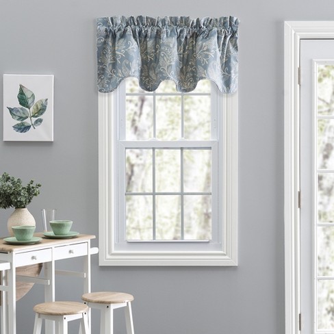 Ellis Curtain Lexington Leaf Pattern On Colored Ground Scallop Valance ...