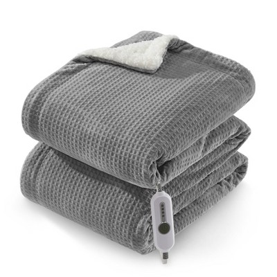 Electric Throw Blanket, Waffle Embossing Heated Throw Blankets Machine Washable, 4 Heating Levels & Auto Shut Off, Overheat Protection