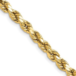 Black Bow Jewelry 4.9mm 14K Yellow Gold Diamond Cut Hollow Rope Chain Necklace - 1 of 4