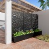 Wooakway Black Metal Planter Box with Trellis Raised Garden Bed with Arbor Privacy Screen with Wheels - 3 of 4