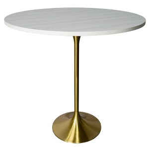 LeisureMod 48" Round Bar Height Dining Table with MDF Top Pub Table and Black Stainless Steel Pedestal Base Verve Collection - 1 of 4