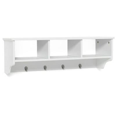 Tangkula Versatile Wall-Mounted Coat Rack Space Saver w/ Wide and Flat Shelf