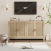 Buffet Cabinet,Rattan Accent Storage Cabinet with 4 Doors and Shelf, Sideboard Buffet Cabinet with Storage, Modern Console Coffee Bar Cabinet - 2 of 4
