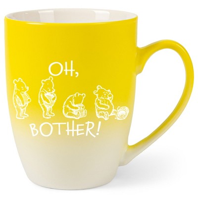Elanze Designs Oh, Bother! Pooh Two Toned Ombre Matte Yellow and White 12 ounce Ceramic Stoneware Coffee Cup Mug