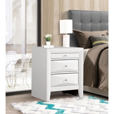 NicBex Elegant Nightstand With 3 Drawers Wooden Bedside Table End Table for Bedroom, Living Room