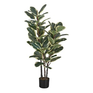 GlasFlength Artificial Plants Artificial Rubber Tree Artificial Oak Tree Faux Plants for Indoor Home Decor, Green, 23.5"*19.75"*47.25" - 1 of 4