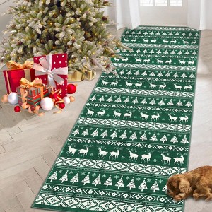 COZONY Christmas Area Rug, Multicolor Washable Low Pile Carpet with Snowflake Pattern, Non-Slip Holiday Decor Rug for Living Room, Bedroom - 1 of 4