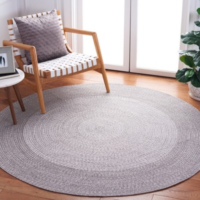 Gray Round Braided Handwoven Reversible Area Rug