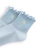 Anna-Kaci 3-Pack Women's Crew Socks with Ruffle Lettuce Edge Trim and Delicate Embroidered Detail - 2 of 3