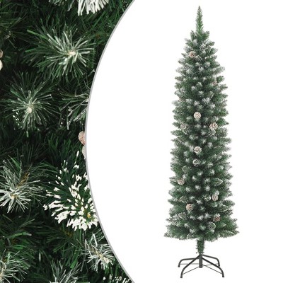 vidaXL Artificial Slim Christmas Tree with Stand 7 ft PVC