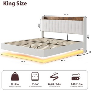 Nasitip Floating Bed Frame with Headboard, Solid Wood Slats Support, No Box Spring, Easy Assembly, Noise-Free - 1 of 4