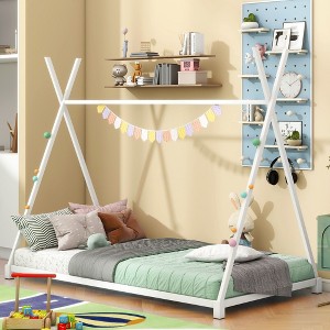 NicBex Twin Size Platform Bed 41.3" L Modern Triangle Structure Metal Bed Frame for Bedroom, Guest Room, No Box Spring Required - 1 of 4