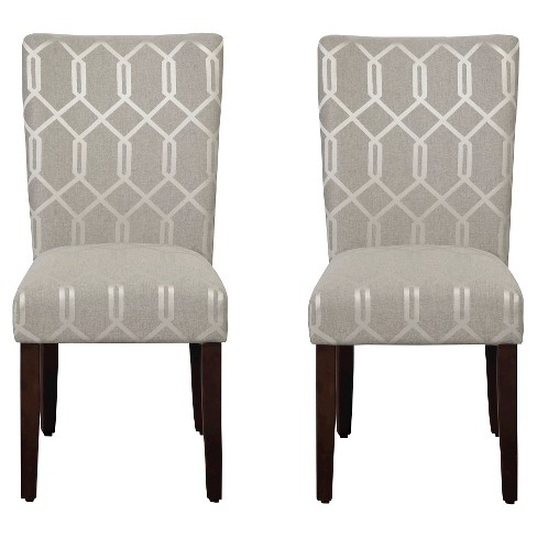 Parson Dining Chair Wood Gray Lattice Set Of 2 Homepop