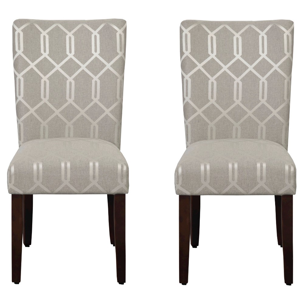 Set of 2 Parson Dining Chair Wood/Gray Lattice - HomePop was $209.99 now $157.49 (25.0% off)