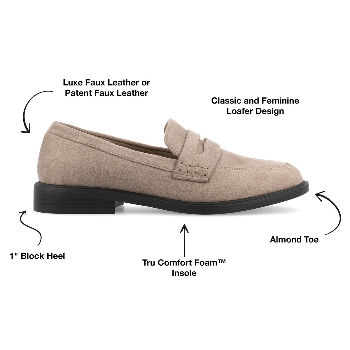 Женские туфли Journee Collection Women's Raichel Slip On Loafer Flats, 7.5 Stone — фото 8