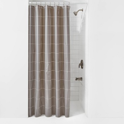 Grid PEVA Stall Shower Curtain Gray - Room Essentials™