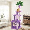 Modern Multicoloured 600 GSM Soft Plush Cat Tree Pet Tower with Sisal Post and Hanging Ball, Fake Real Leaves - 2 of 4