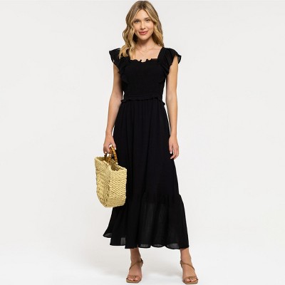 August Sky Women's Smocked Bodice Midi Dress : Target
