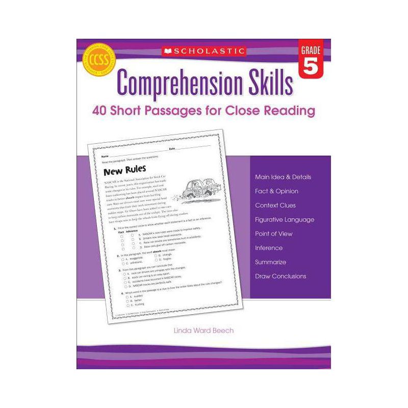 Comprehension Skills: 40 Short Passages for Close Reading: Grade 5 - by  Linda Beech (Paperback), 1 of 2