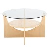 PAGED Modern U-Shaped 2-Tier Wooden Round Coffee Table with Clear Glass Top,Minimalist Design Tea Table Center Table for Living Room,Bedroom - 4 of 4