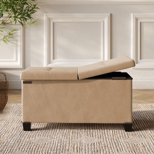 StorageBud Storage Ottoman for Bedroom End of Bed, Faux Leather Storage Bench, Large Storage Ottoman Bench, Entryway Bench with Storage - 1 of 4