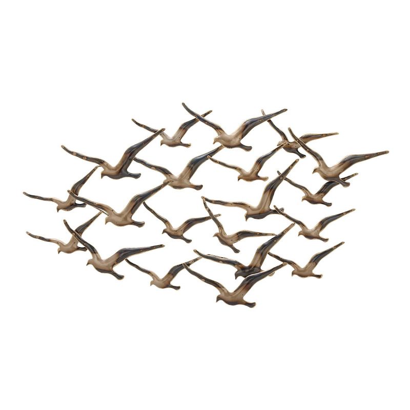 Metal Bird Flying Flock Of Wall Decor Gold - Olivia &#38; May, 3 of 16
