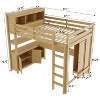 KWPZQEB Queen Size Loft Bed, Wooden Bunk Bed Fame with Bookshelf & Wardrobe, Desk & Safety Guardrail, No Box Spring Needed - 4 of 4
