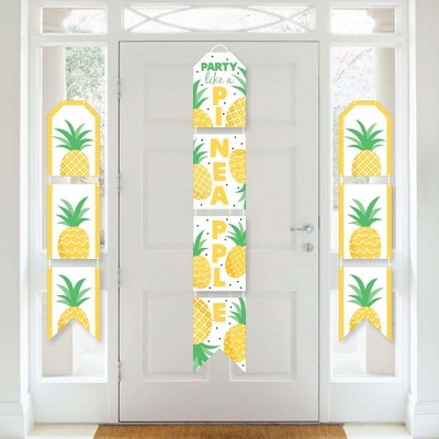 Big Dot of Happiness Tropical Pineapple - Hanging Vertical Paper Door Banners - Summer Party Wall Decoration Kit - Indoor Door Decor