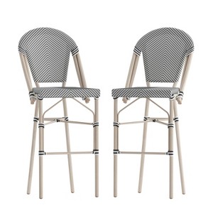 Flash Furniture Marseille Set of 2 Stackable Indoor/Outdoor Bistro 30" High Barstools, Commercial Grade - 1 of 4