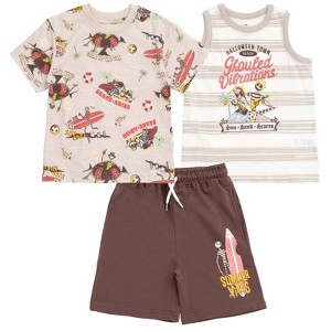 Disney Lion King Toy Story Mickey Mouse Cars T-Shirt Tank Top and French Terry Shorts 3 Piece Outfit Set Little Kid to Big Kid - 1 of 4