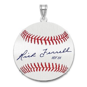 Black Bow Jewelry Sterling Silver Rick Ferrell Signature LG Enamel Baseball Pendant - 1 of 4